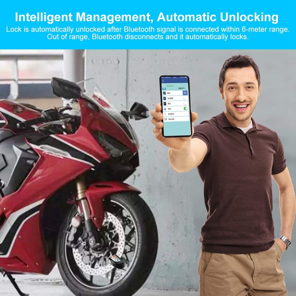 Bluetooth Fahrradschloss,Bewinner Smart Motorrad Fahrrad,Wasserdicht Anti-Riot Ability Lock, APP Keyless Auto Theft Lock mit intelligenter Überwachung/Vibrationsalarm(# 4)