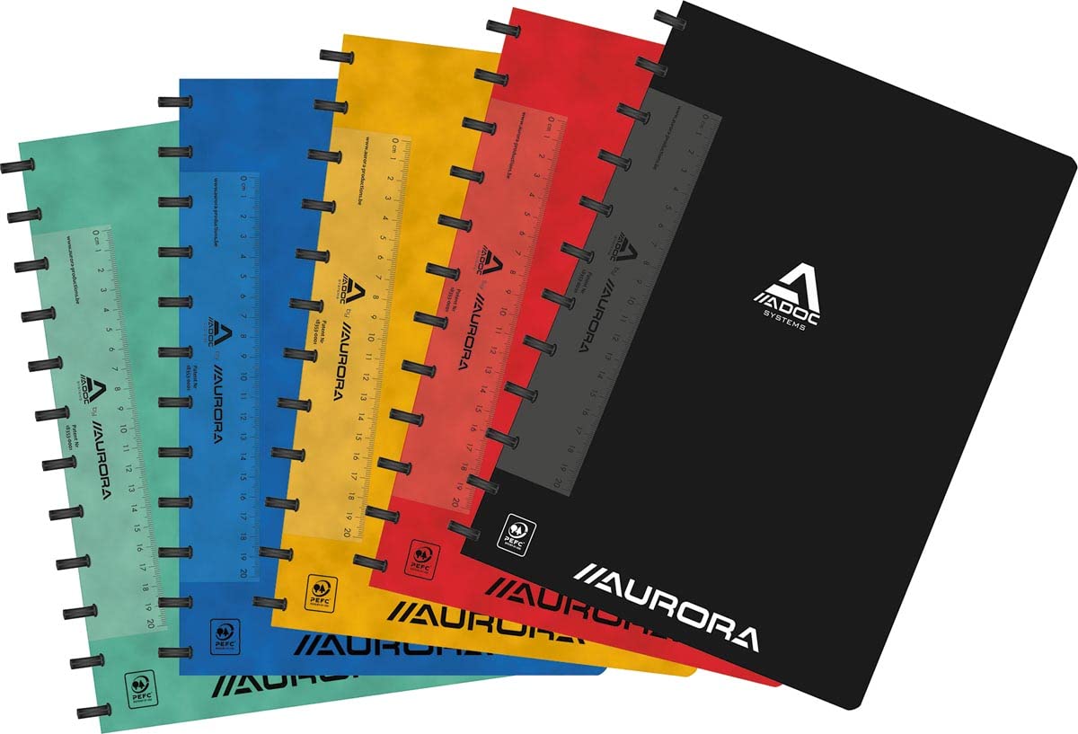 Adoc Classic Heft, DIN A4, 144 Seiten, kariert 5 mm, sortierte Farben 10 Stück
