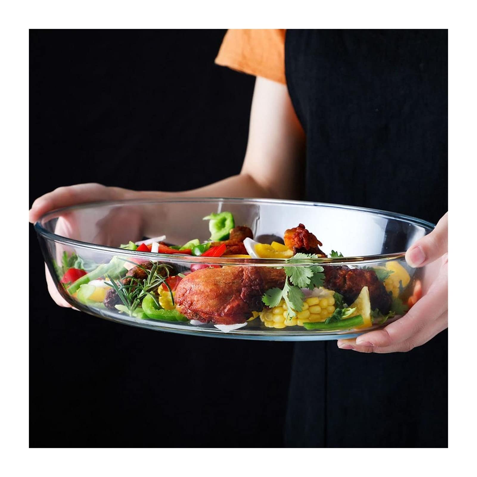Insalatiere Alto Borosilicato Vetro Pestino Piatto Piatto Cucina Forno a microonde Forno Riscaldamento Ciotola for uso domestico Insalata di alloggio Piastra di alimentazione Plate Stoviglie 1.5 / 2 /