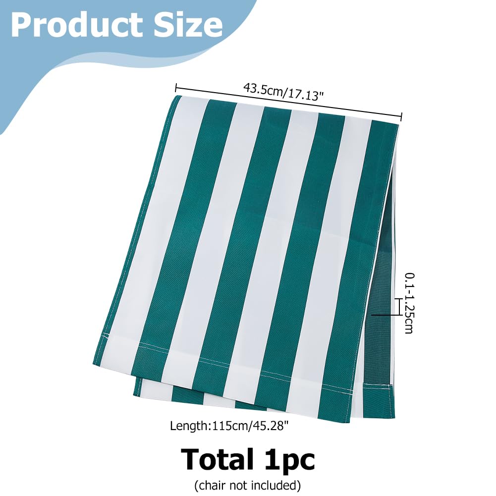 Hobbspring Beach Chair Replacement Cloth 115cmx43.5cm Simple Sling Chairs Replacement Fabric Green and White Stripes Lounge Chair Replacement Canvas for Courtyard Garden Beach - Image 3