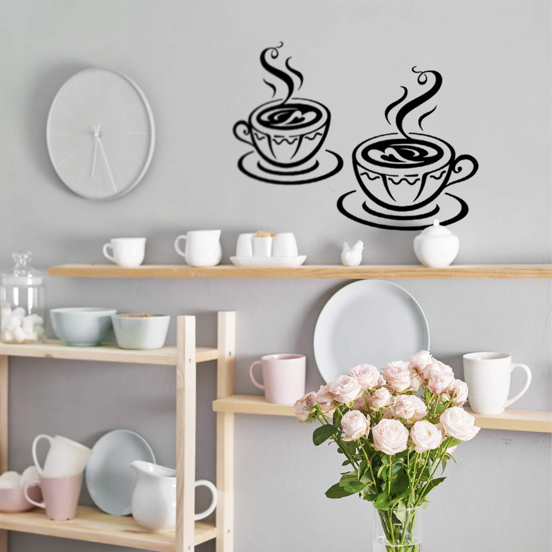 Adesivo Murale In Vinile Con Tazza Di Caffè – Decorazione Per Cucina, Soggiorno O Bar – Rimovibile, 50,5x30 Cm