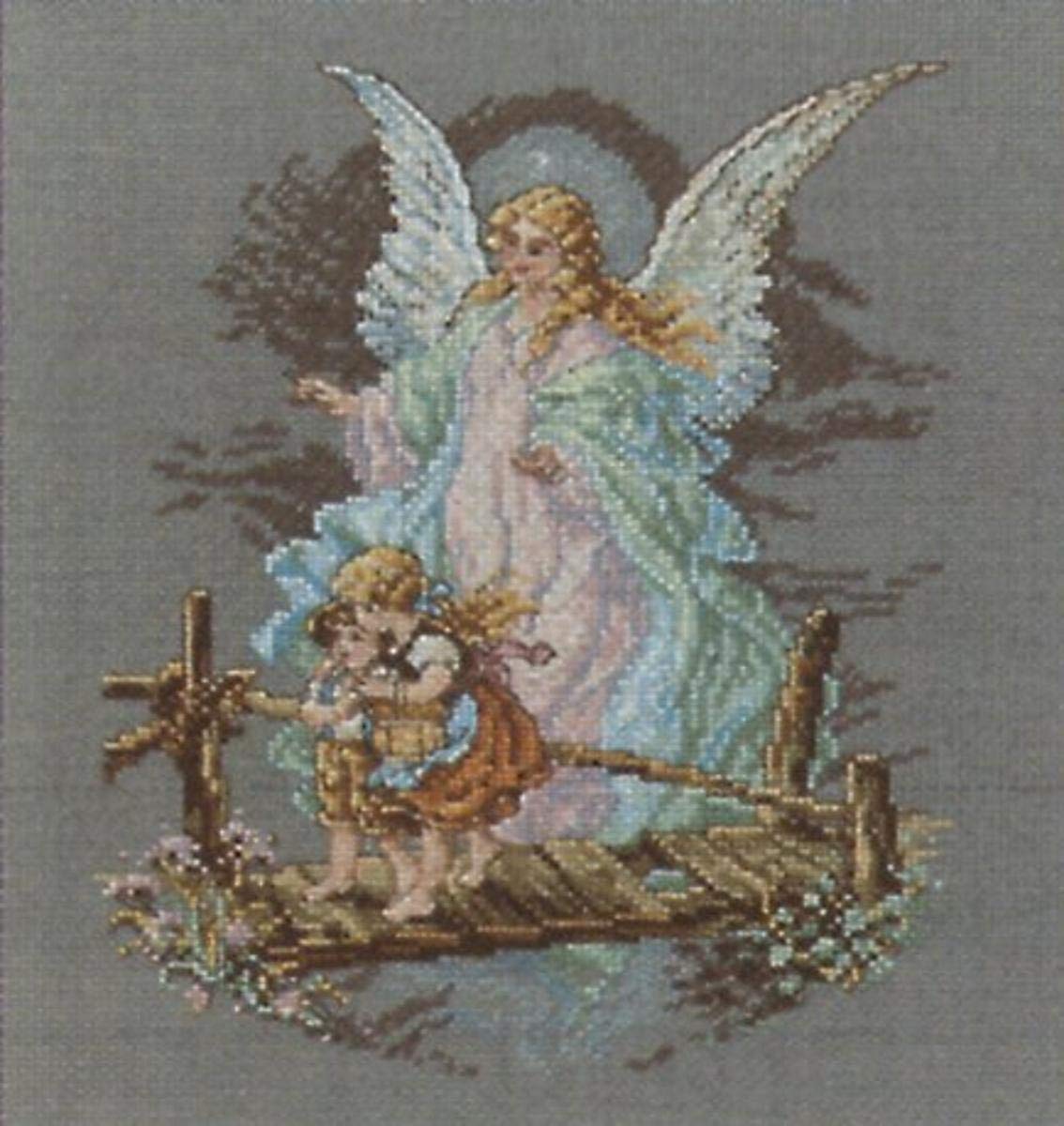 Cross Stitch Kit, 8.125-Inch by 7-1/2-Inch, Guardian Angel