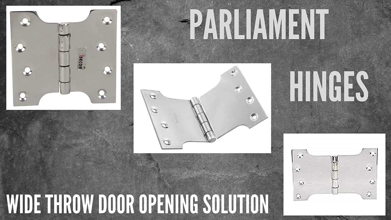 Ssiskcon Parliament Door Hinge Wide Throw Expandable Swing Clear Projection Satin 32D Stainless Steel 4In x 4In x 6In with 8 Self Drilling Screws Heavy Duty Made(Pack of 1)