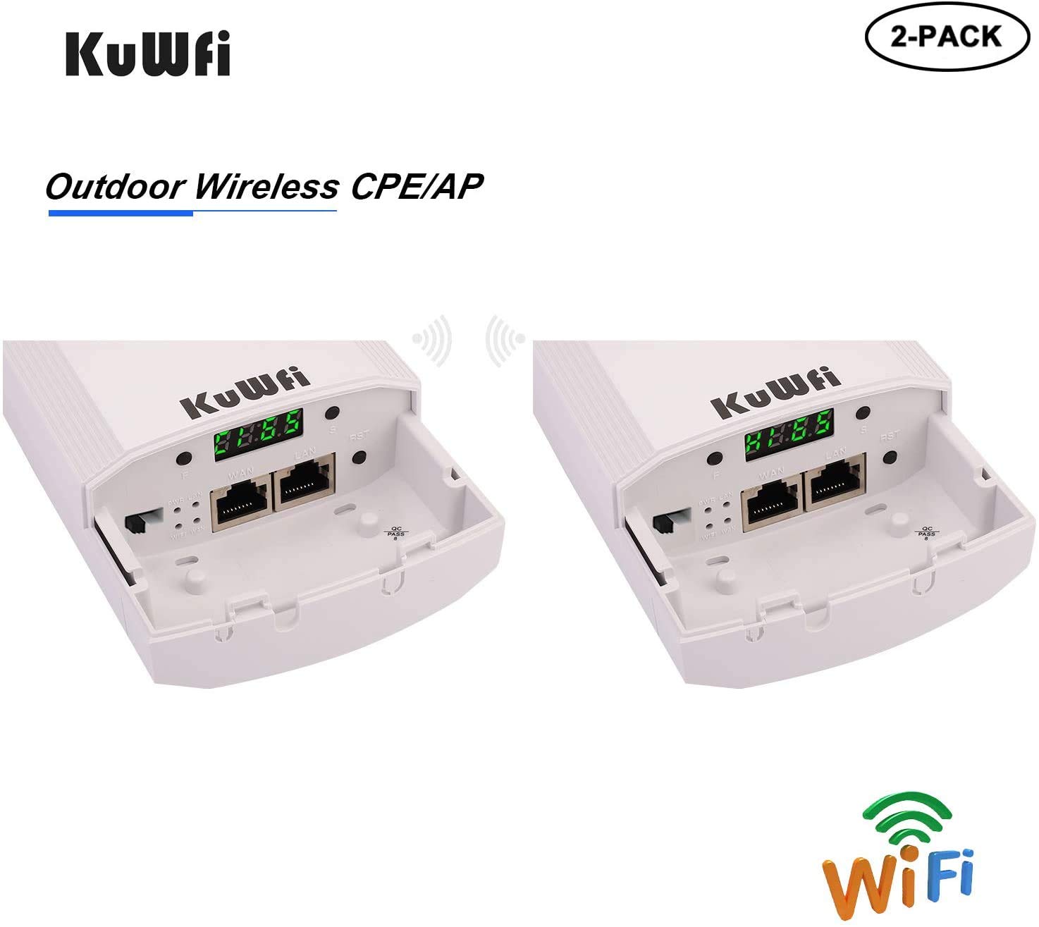 KuWFi 900Mbps Point d'Accès Extérieur, Repeteur Wifi Pont / CPE sans fil Point à Point intérieur et Extérieur, prend en charge une Solution de Distance de Transmission de 1km pour PTP, PTMP
