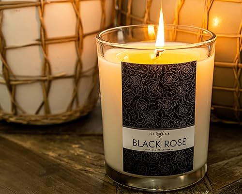 Miniatura 4 de Black Rose - Vela grande de 18 onzas con aroma a leche de rosa y granate, con joyería sorpresa  Blooming Garden Collection