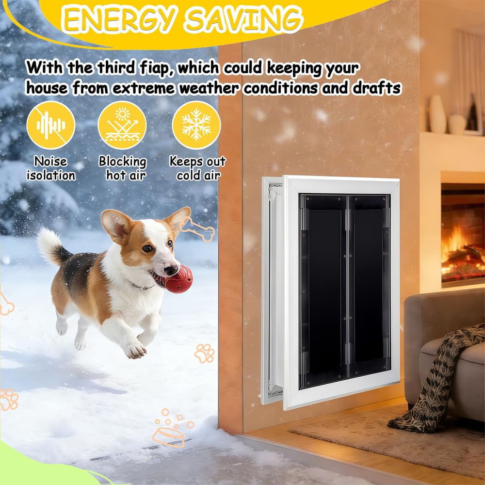 Hundeklappe Aus Aluminium Mit Paneelen, Robuste HundetüR Mit Automatisch SchließEnden Magnetklappen, Einschiebbares Paneel Und 4 SicherheitsschlöSser