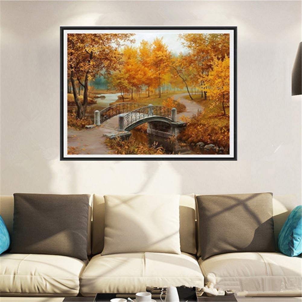 Kit di Pittura Diamante 5D DIY per Trapano Completo per Adulti E Bambini, Paesaggio Autunnale Ricamo in Cristallo Immagini Punto Croce Artigianato Artistico,80x70cm