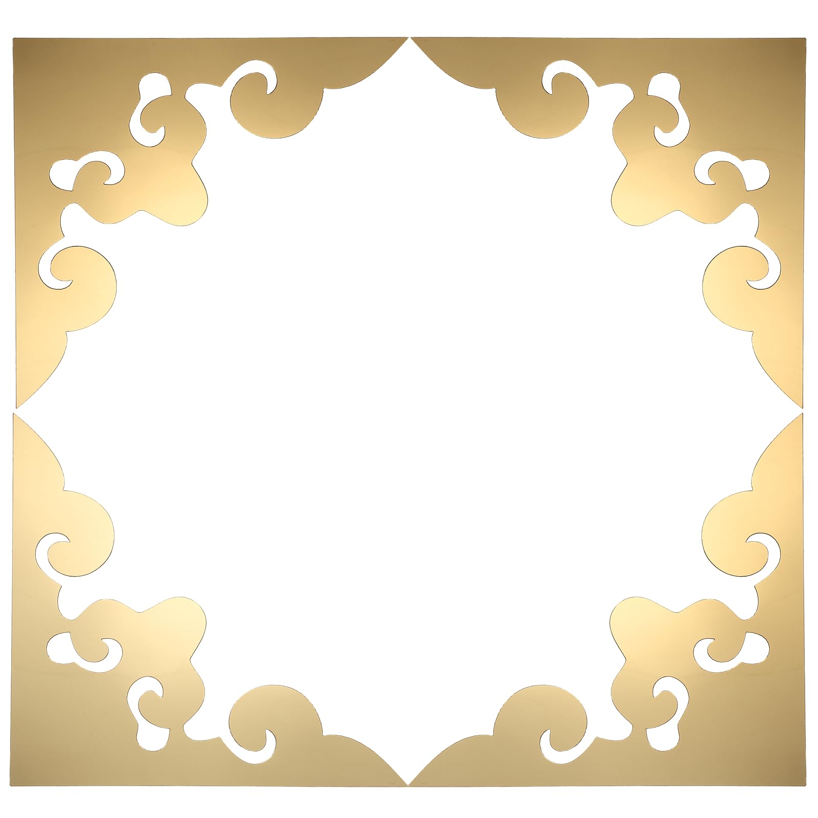sourcing map 4 Pcs Hollow Mirror Wall Stickers, Acrylic Corner Decorative Pattern Decals Self Adhesive Mirror Stickers for Bathroom Living Room Bedroom Ceiling Office (Light Gold, 7.9x7.9)