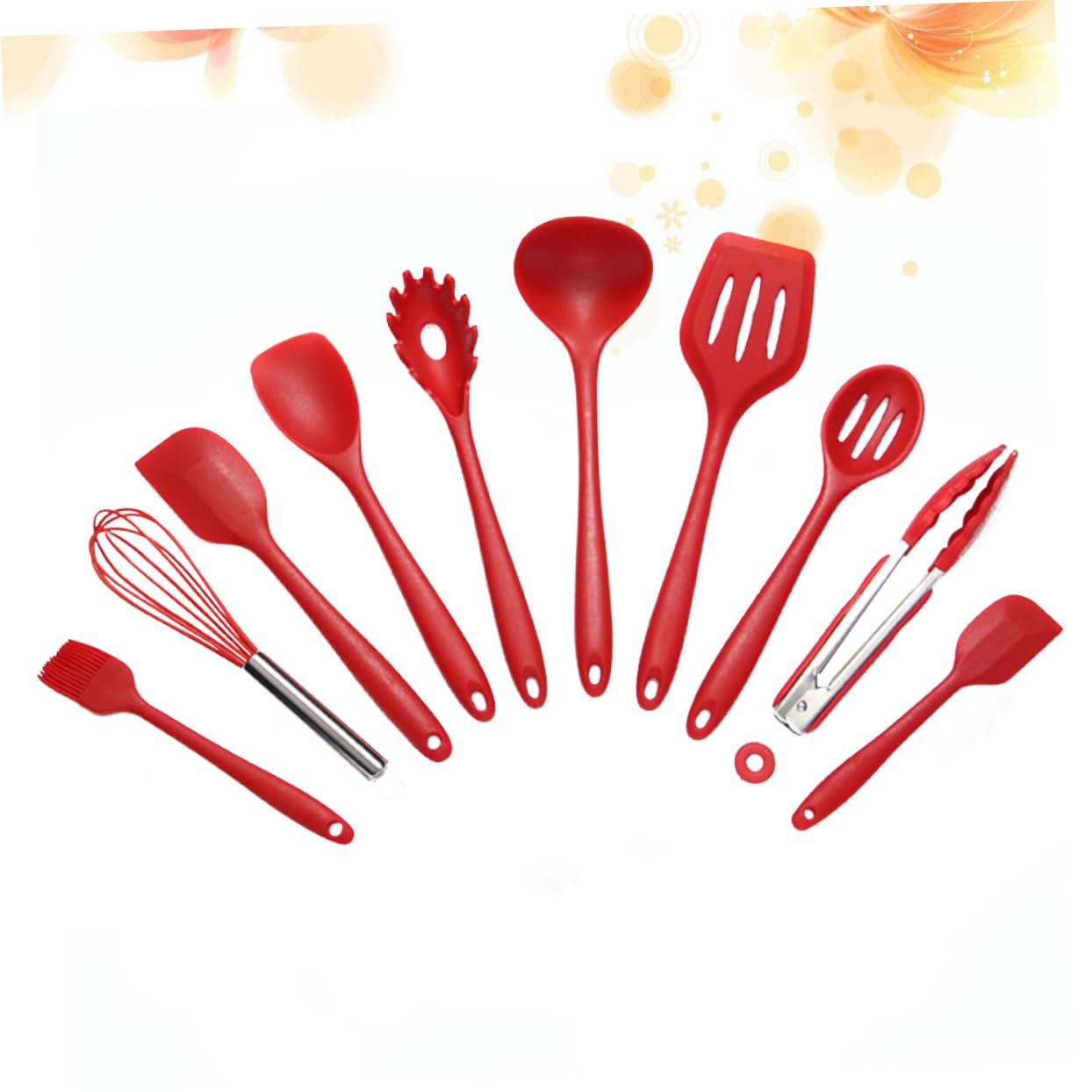 Set Utensili Cucina in Silicone Rosso 10 Pezzi Antiaderente