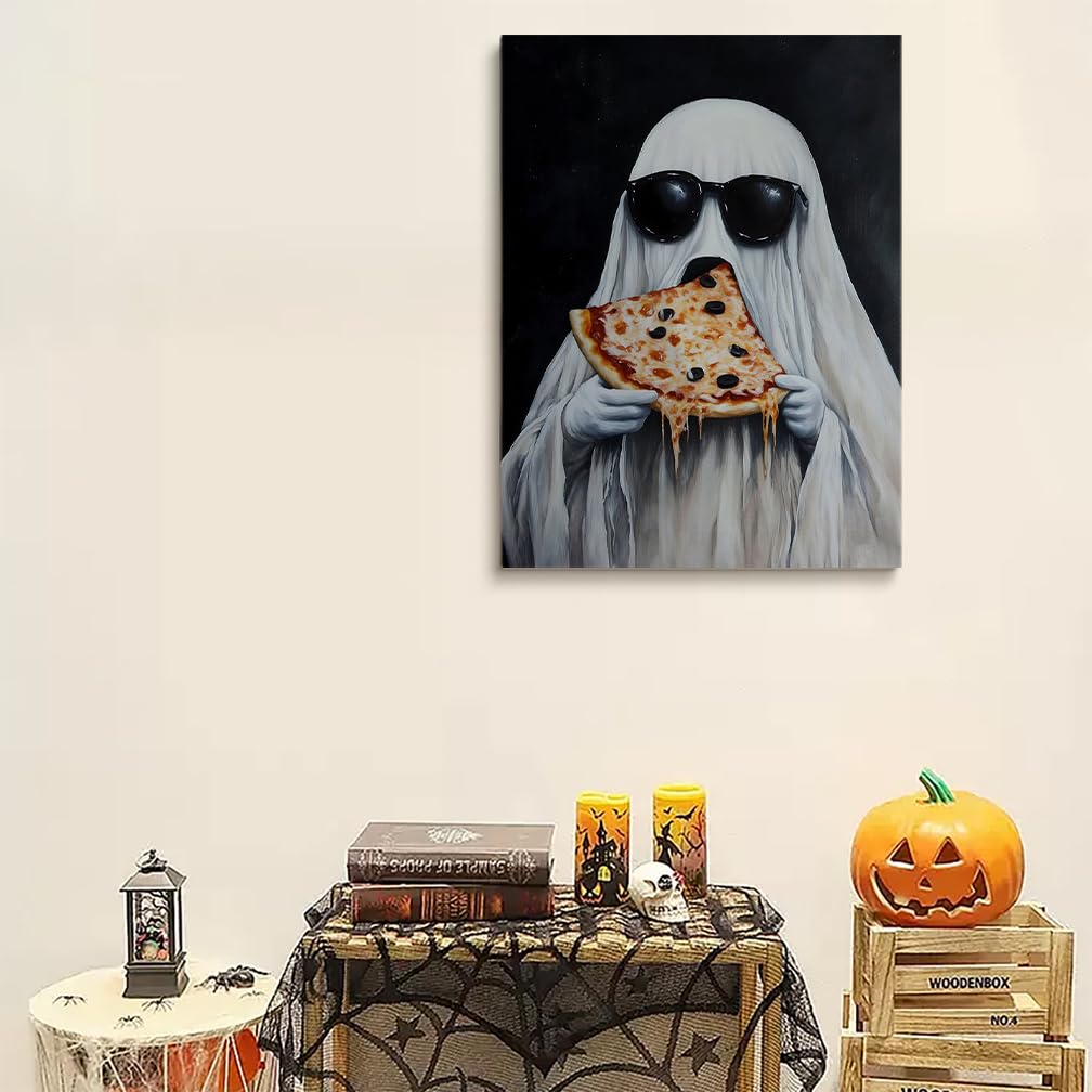 Poster Halloween Dark Academia - Monstre à Cornes - Déco Murale 40x60cm Encadrée | Pour Salon, Bibliothèque Ou Chambre