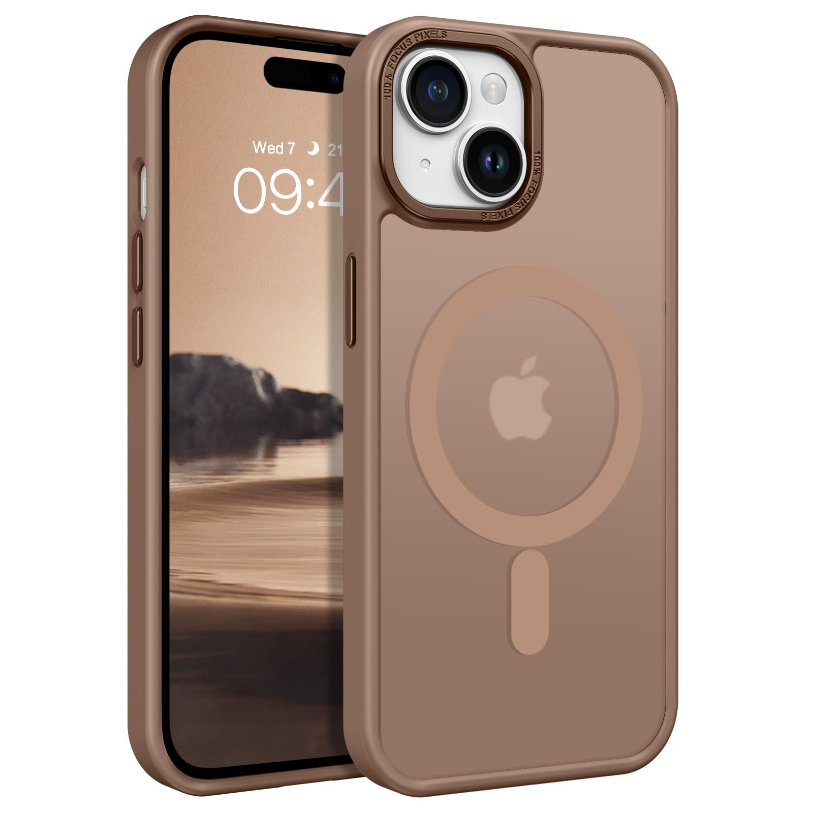 GaoBao für iPhone 15 Hülle, Handyhülle iPhone 15 [Kompatibel mit MagSafe] Durchscheinende Matte Magnetische Stoßfeste Anti-Fingerabdruck Schutzhülle für 6,1 Zoll Case, Braun
