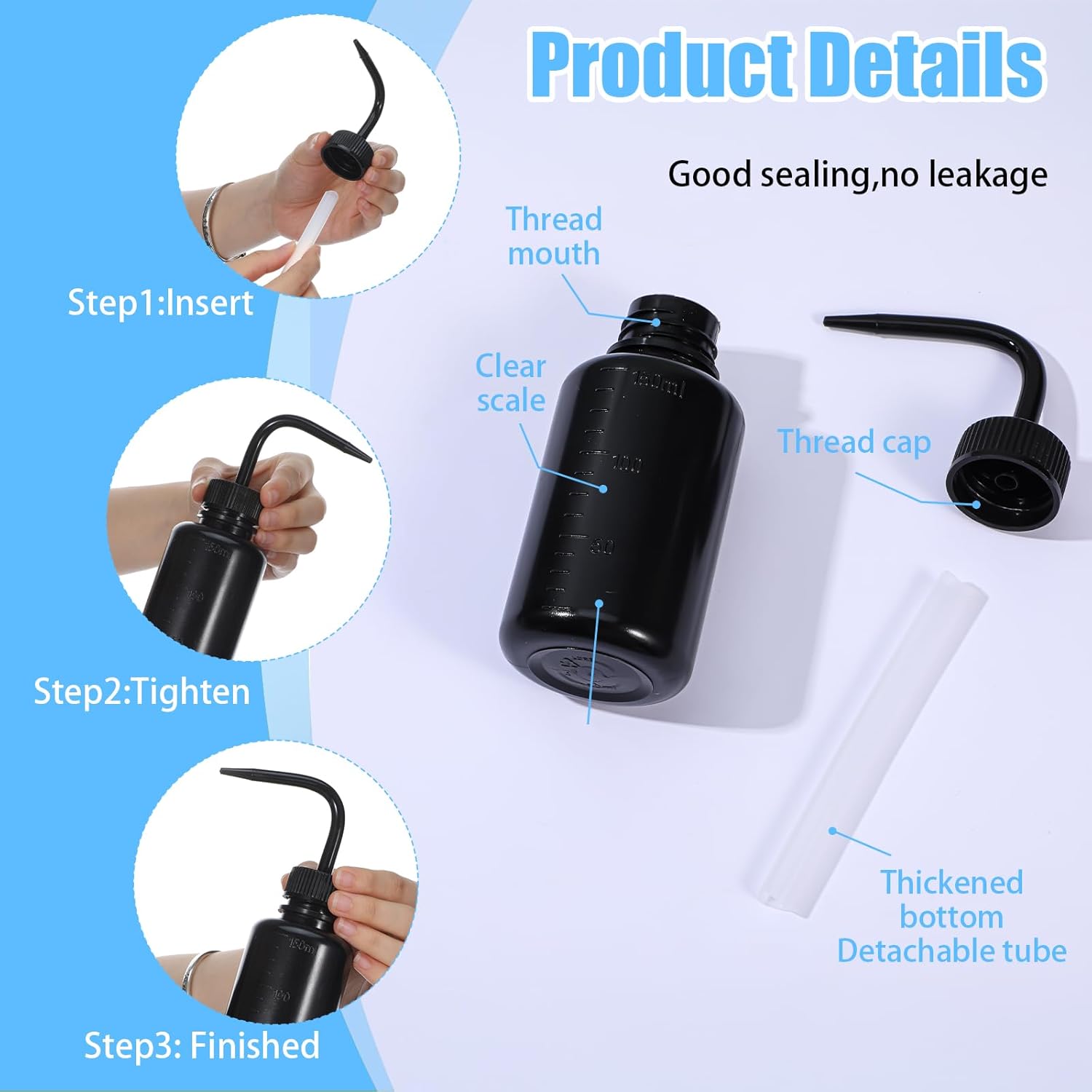 4pcs Tattoo Wash Bottle,Wash Bottles Squeeze for Lab,150 ml/5 oz Tattoo Squeeze Bottle with Narrow Mouth and Scale Labels,Succulent Squirt Bottles for Plant Flower Succulent Watering,4 Colors