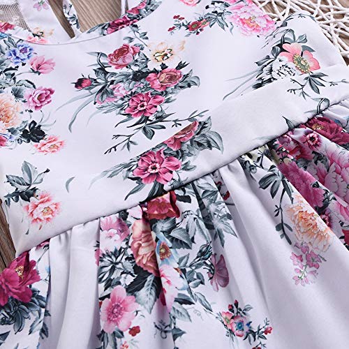BAOBAOLAI Vestido infantil para meninas com costas abertas, estampa floral, saia de princesa de verã