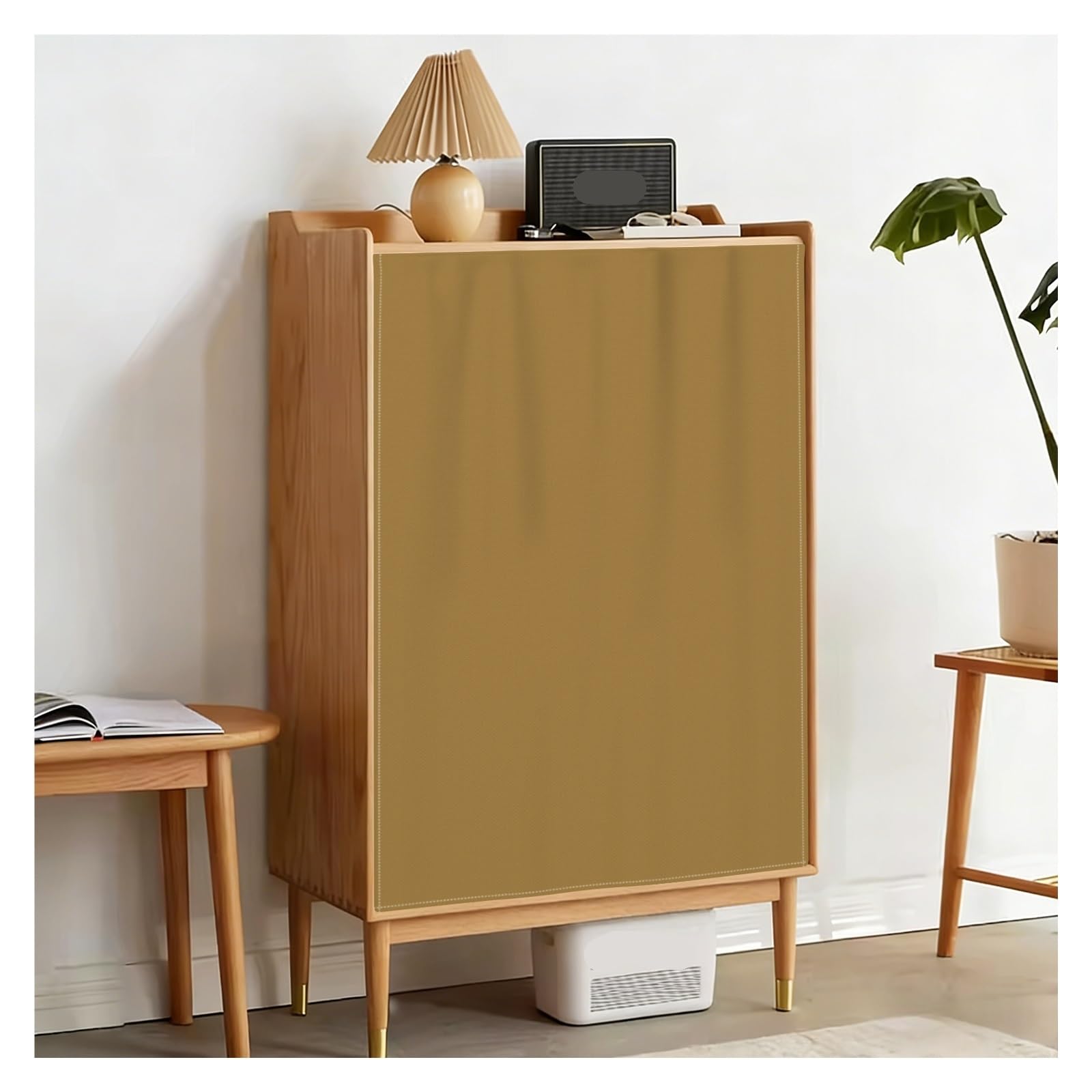 Rideau placard et couverture d'armoire à chaussures beige Hook Loop W90xH100cm