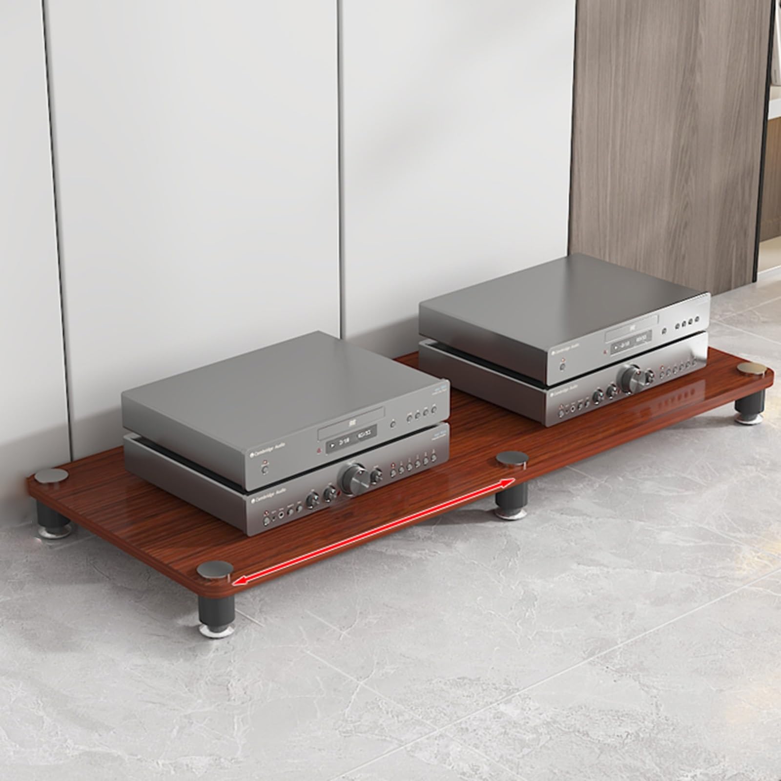 Mueble para componentes de audio con soporte de madera para tocadiscos y altavoces