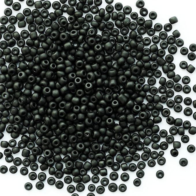 Bulk Black Matte Seed Beads 200 Grams About 6500pcs, 3mm 8/0 Glass Craft Beads for Making Earrings, Bracelets, Pendants, Waist Jewelry,DIY Handmade Seed Beads (Black Matte) โ image 1