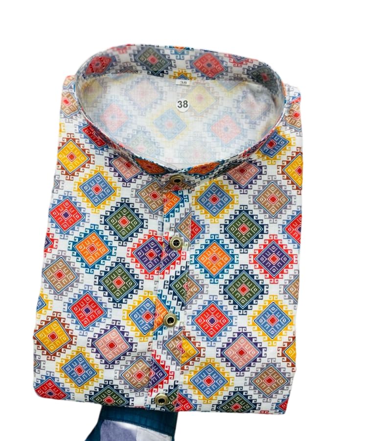 Image of FOXDX Men's Traditional Cotton Floral Printed Only Kurta