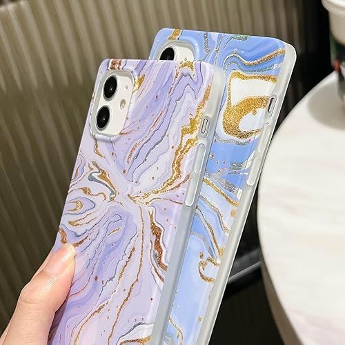 Miniatura 3 de KERZZIL Funda de lujo con diseño de mármol con purpurina para iPhone 1212 Pro con borde cuadrado, elegante funda delgada de goma de silicona TPU