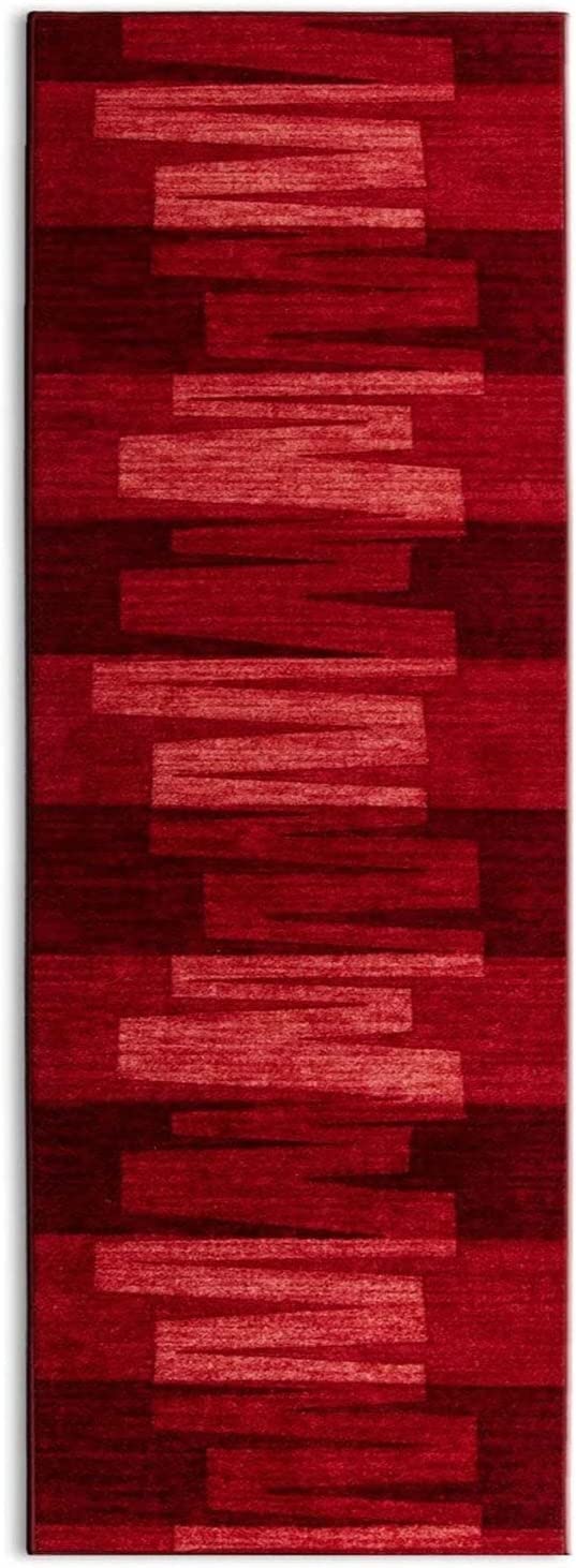 KARAT Tappetino a Passatoia per Uso Intenso - Via Veneto - Tappetino Antiscivolo per Tapis Roulant - Tappetino Anti-Allergico per Cucina, Corridoio, Soggiorno, Ufficio - Rosso, 80 x 300 cm