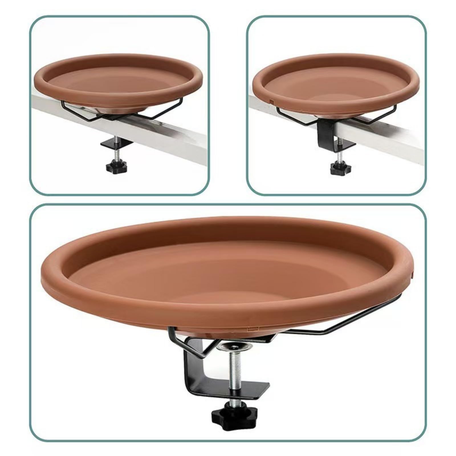 Bagnetto per uccelli per balcone e giardino, ciotola regolabile per uccelli da appendere, resistente al gelo, per ringhiere del balcone, montato sul ponte, per ringhiere del terrazzo, balcone, cortile