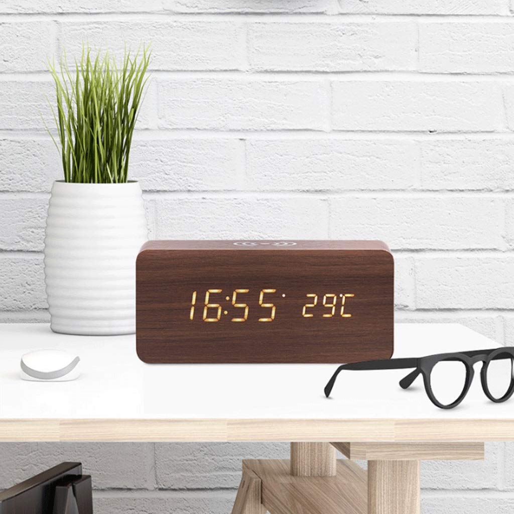 Z cyfrowym zegarem biurkowym LED do sypialni, wielofunkcyjny alarm dźwiękowy