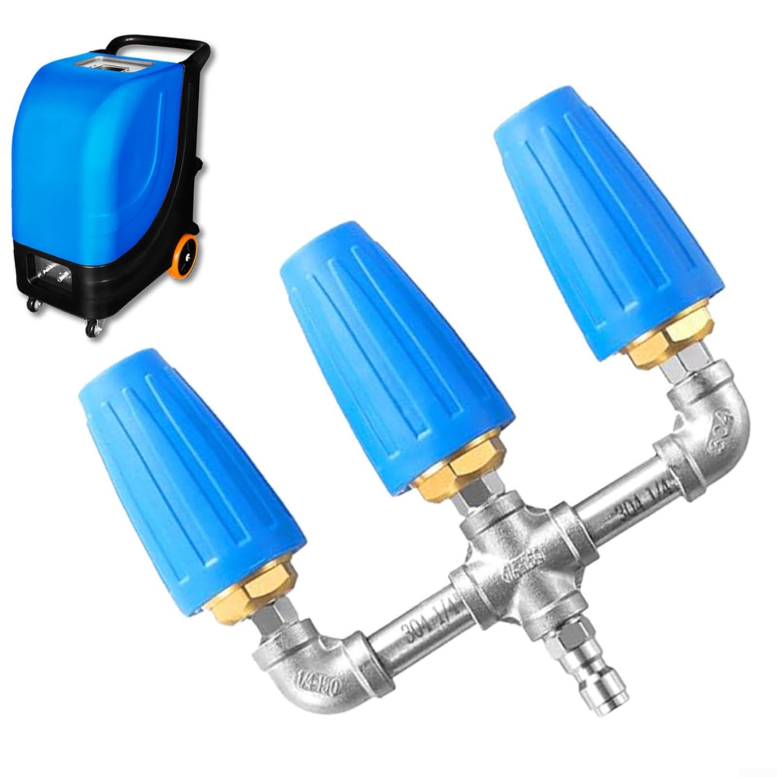Boquilla turbo triple giratoria de 360° para lavadora a presión, boquilla de pulverización 3 en 1 de orificio 2.0 con conexión rápida de 1/4 pulgadas, herramienta de limpieza de alta presión de 4000