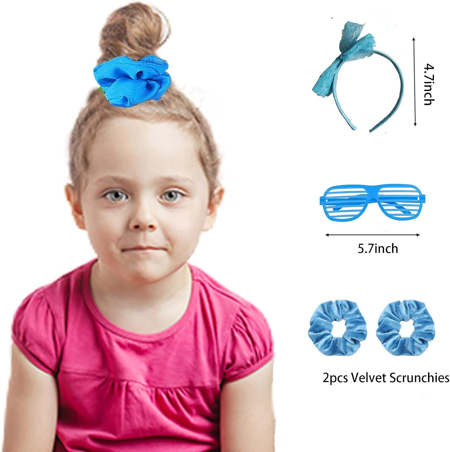 Girls 80s Outfit Costume Accessories 7pcs 70s 1980s 90s Costumes - Image 3