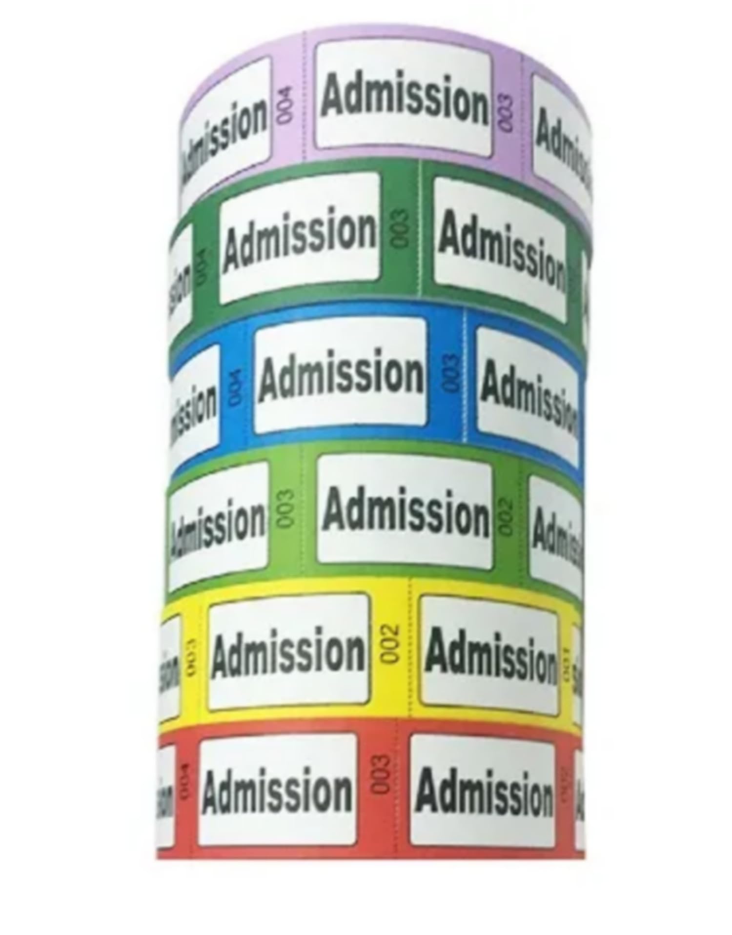 Admission Roll Tickets 10 Colours Variety Pack Numbered 1-1000 (5)