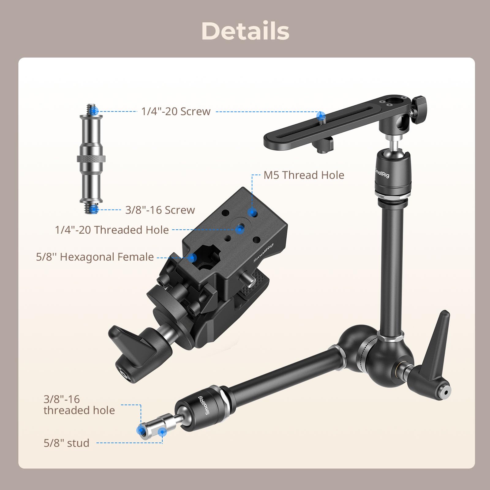 SMALLRIG Friction Magic Arm Camera Mount with Super Clamp and Camera Platform, Studio Space Saver - Image 4