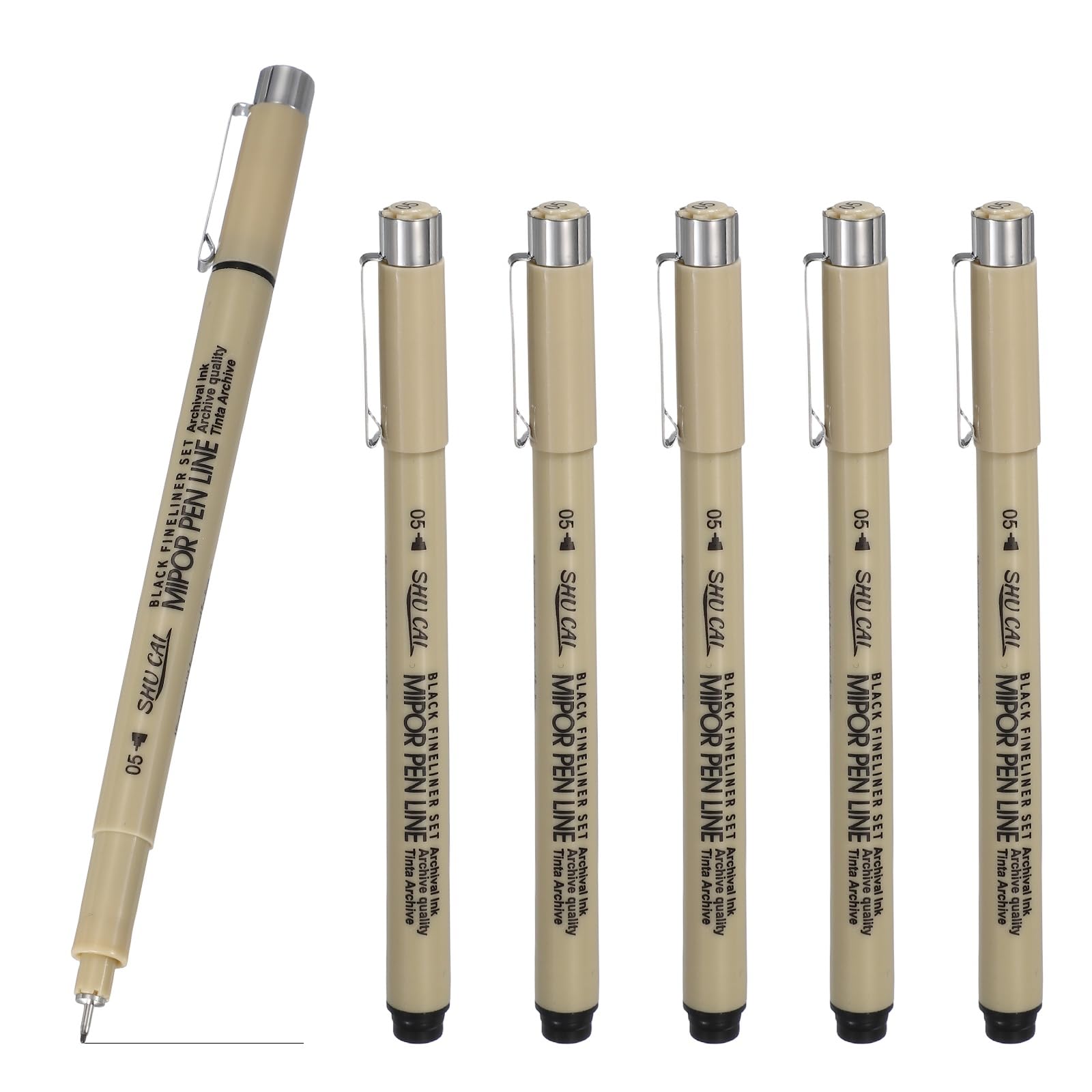 PATIKIL Fineliner Pens, 6 Pcs 05 0.45mm Fineliner Marker Black Waterproof Ink Archival Drawing Pens Art Supplies Set for Sketching Journaling Scrapbooking Artist Illustration