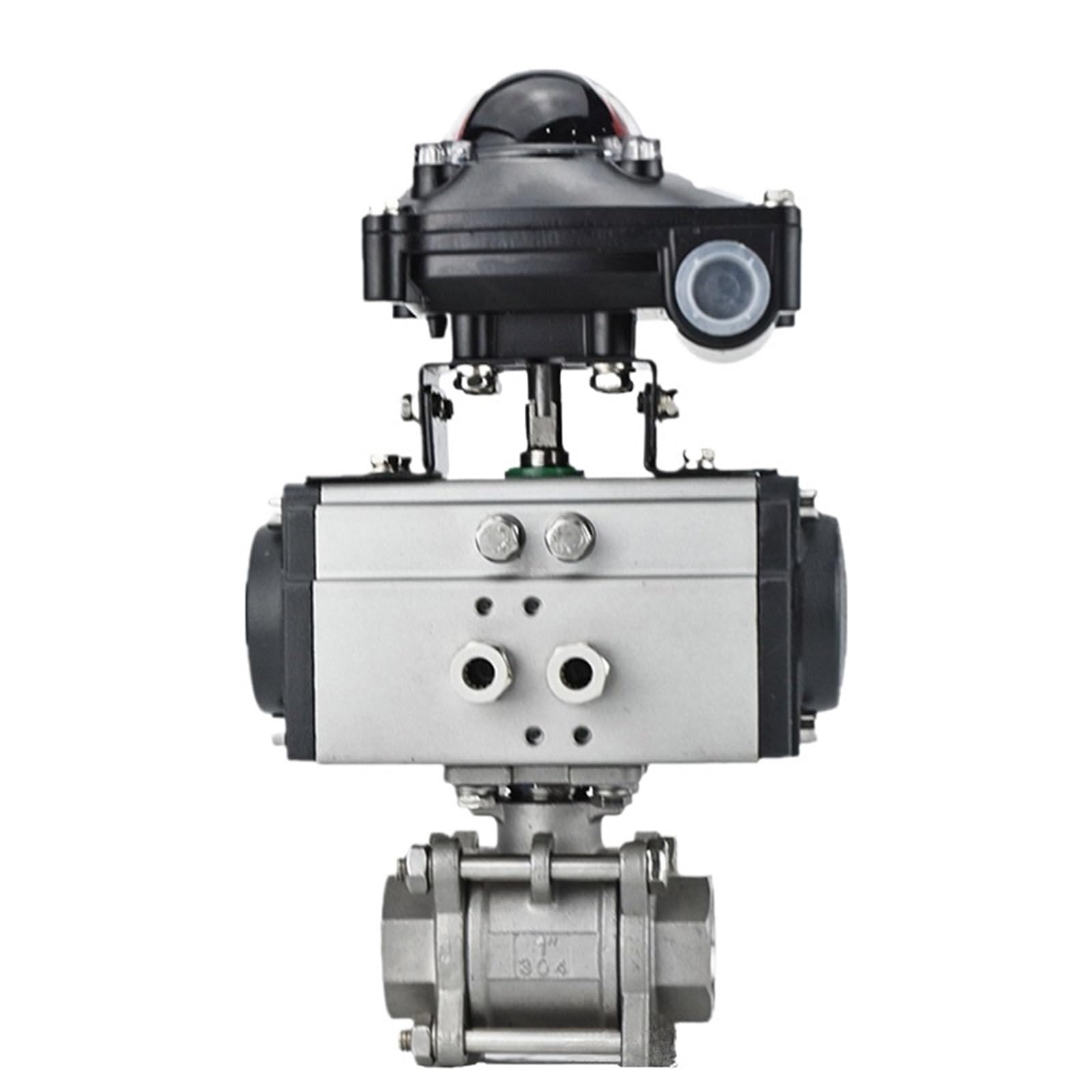 Vanne à boisseau sphérique pneumatique DN50 inox cylindre double effet signal