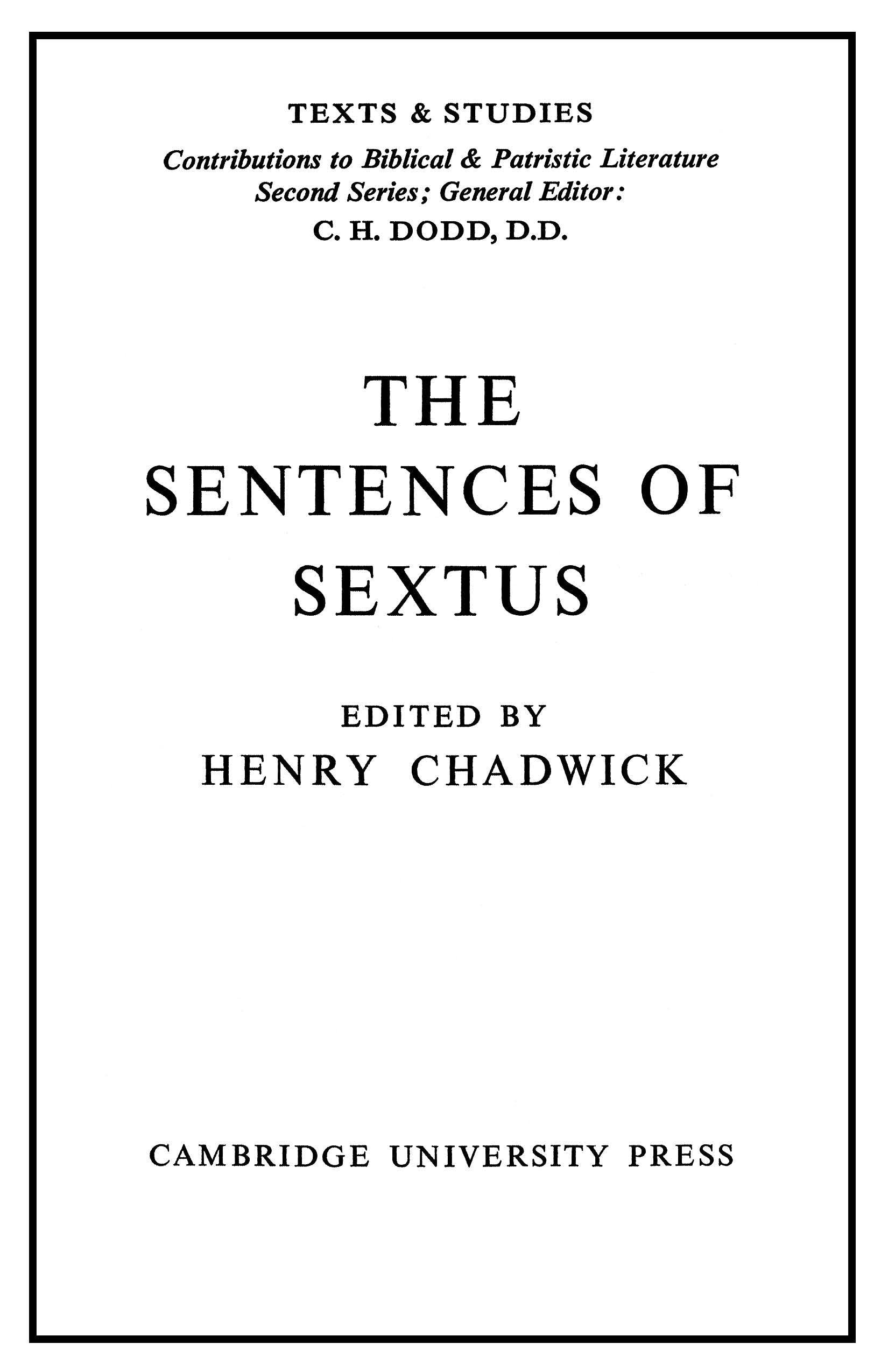 The Sentences of s**tus.by Chadwick  New 9780521541084 Fast Free Shipping<|