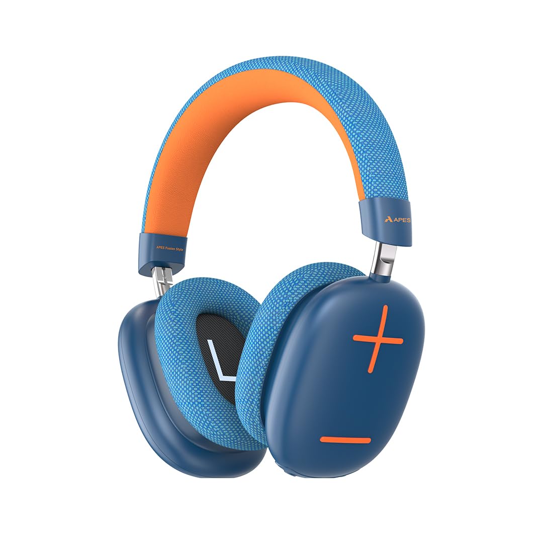 APES Fusion Style Wireless Headphones On Ear Headphone, 40mm Dynamic Drivers, 50Hrs Playtime, Fast Charge (Blue Orange)-image-41