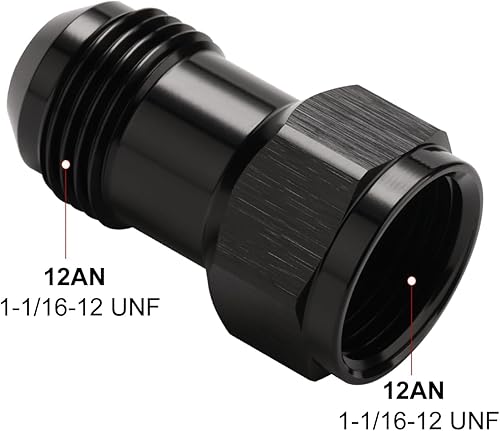 Miniatura 2 de Podavelle 12AN Female Flare to 12AN Male Flare Extension Fitting Adapter Straight Aluminum Black