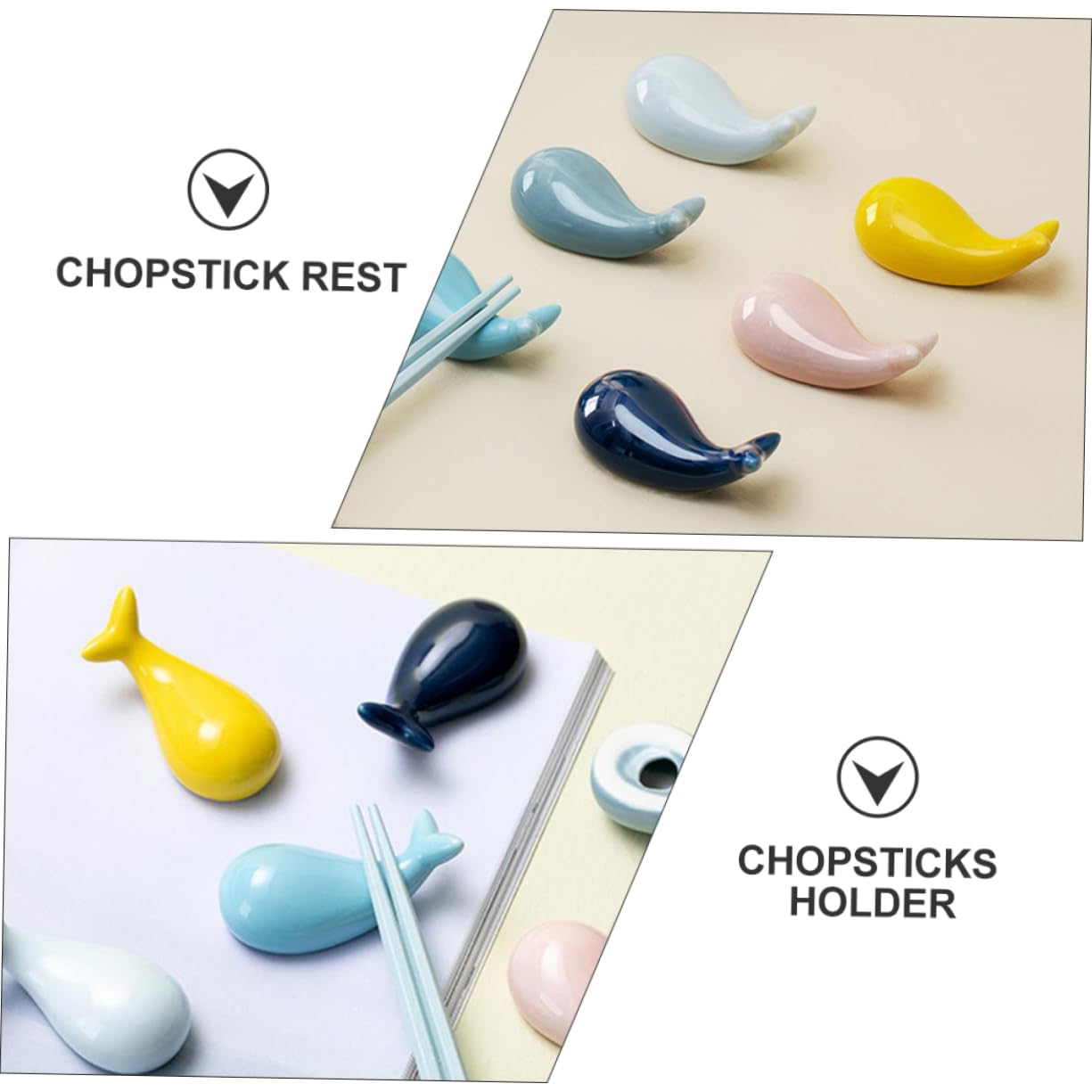Repose-Baguettes, Supports à Baguettes pour Restaurant, 4 pièces, Supports en céramique, cuillère en céramique et