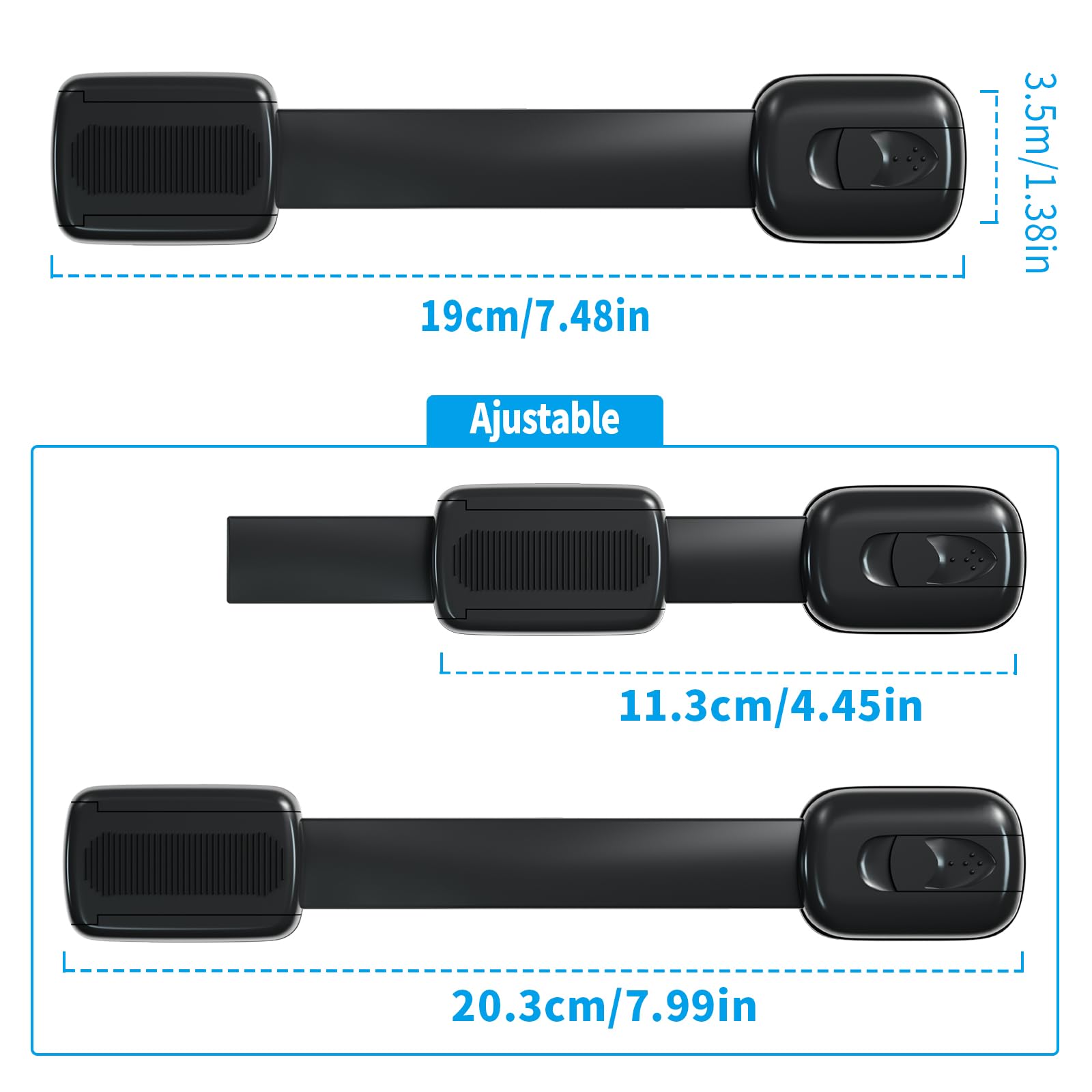 Cerraduras de Seguridad para Niños, 8 Piezas Cierre Seguridad Cajones Bebe con Adhesivo 3M, Bloqueo de Seguridad Bebés para Armarios, Cajones, Refrigeradores No Necesita Taladrar (Negro)