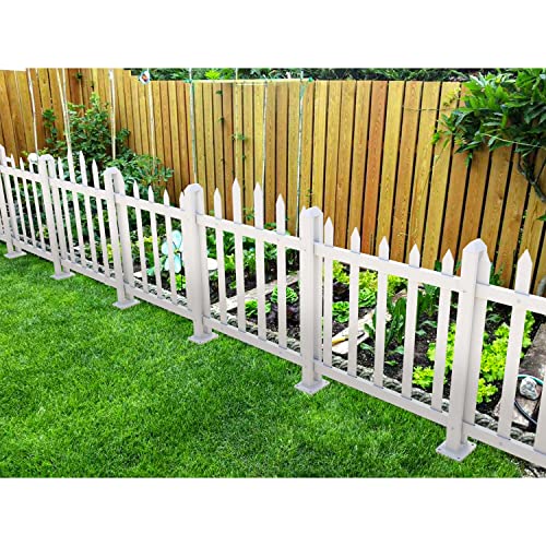 Patio Vinyl Picket Fence Panels 36" High X 92" Wide White Pvc Decorative Fence For Front Yard Porch Patio Deck Pool Air Conditioner Fence Safety Dog Fence (11 Pickets, Scallop) #TOP2