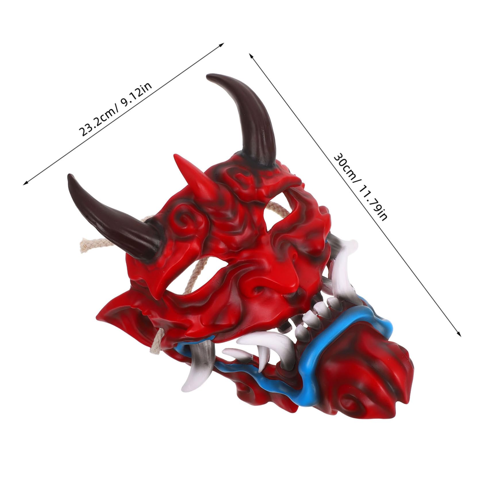 HANABASS Maska Oni Halloween dla Dorosłych Demon Cosplayowy z Realistycznym Wzorem Idealny Maskarady Imprezy Kostiumowe i Tematyczne Wydarzenia