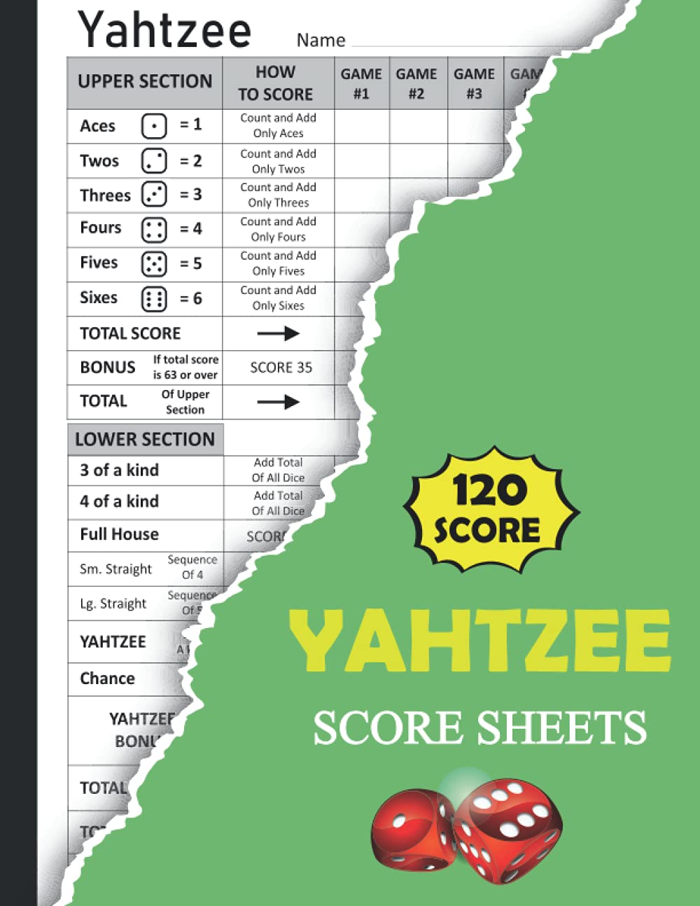 Buy Yahtzee Score Sheets 120 Score Keeping Sheets, Yahtzee Score Pads