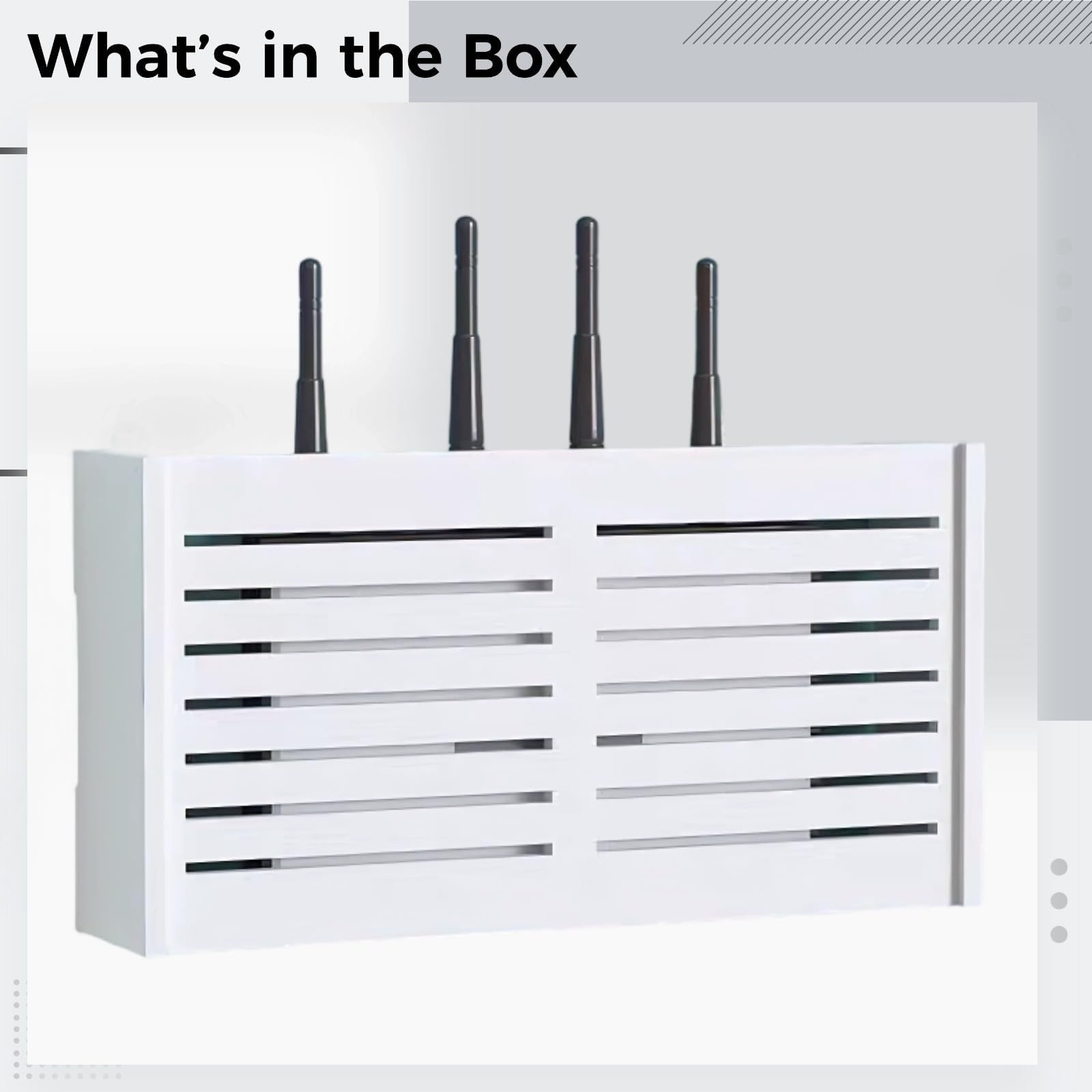 Scatola portaoggetti per router da parete 38,1 x 8,4 x 20,1 cm, design staccabile, 3 opzioni di installazione, include supporto per telefono per spazio nizzato