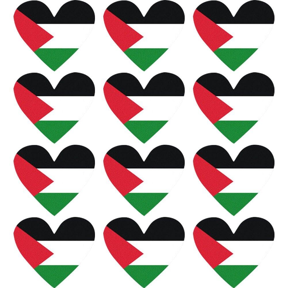 Wudaizhi As Shown Flag Stickers Heart-Shaped Flag Car Decals Support Palestine Stickers For Vehicles Car Window Bumper