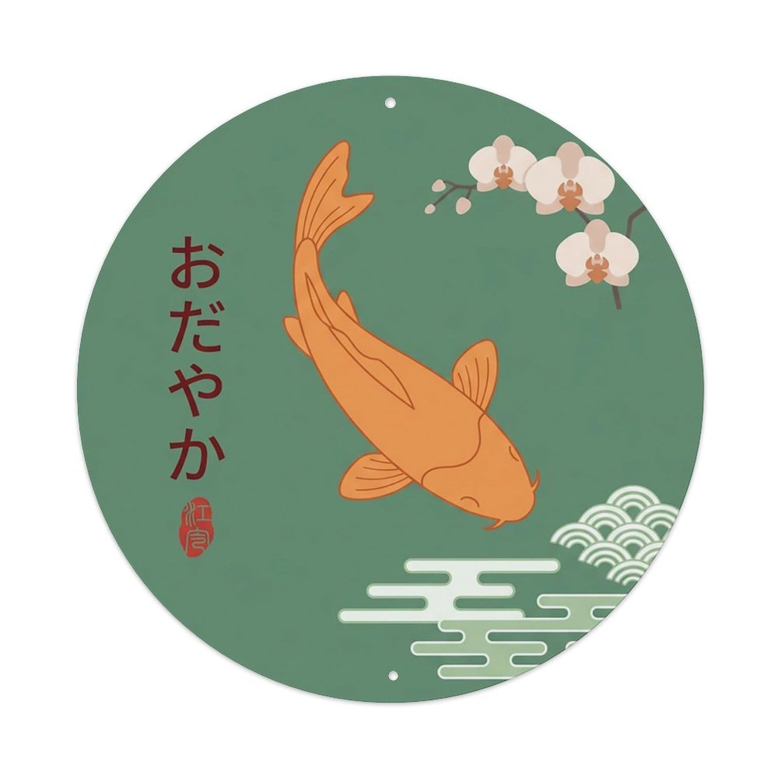 Odgynaw 8X8inch(20X20cm) Vintage Koi Fish Japanese Valley Metal Tin Sign