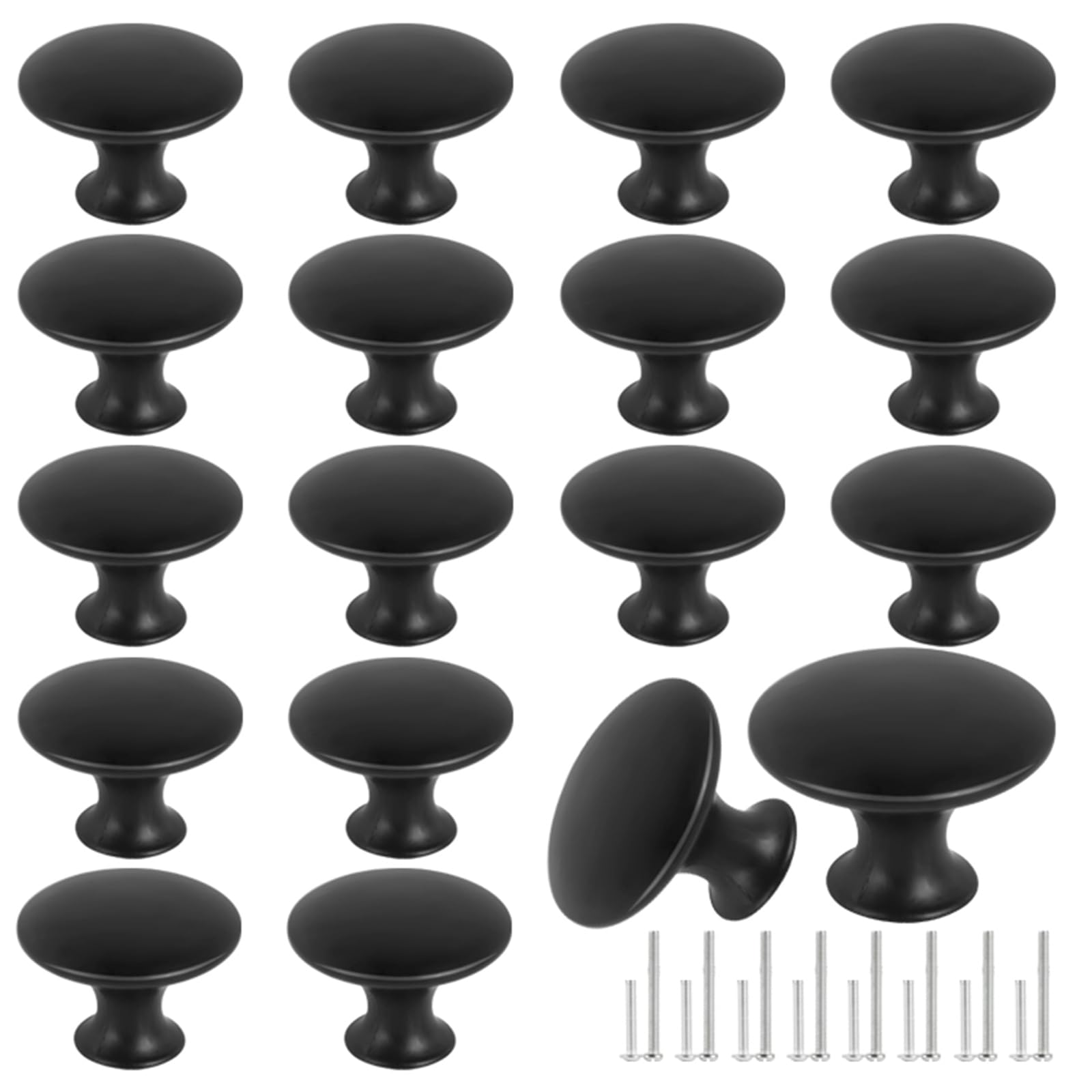 Boutons de placard noirs bombés Romeda lot 18 poignées de meuble tiroir cuisine