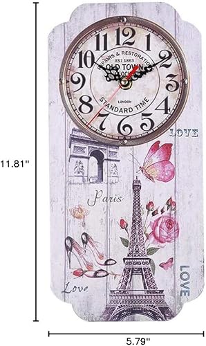 Miniatura 8 de Reloj de pared con patrón de Big Ben, rectángulo retro, funciona con pilas, decoración colgante para el hogar, sala de estar, bar