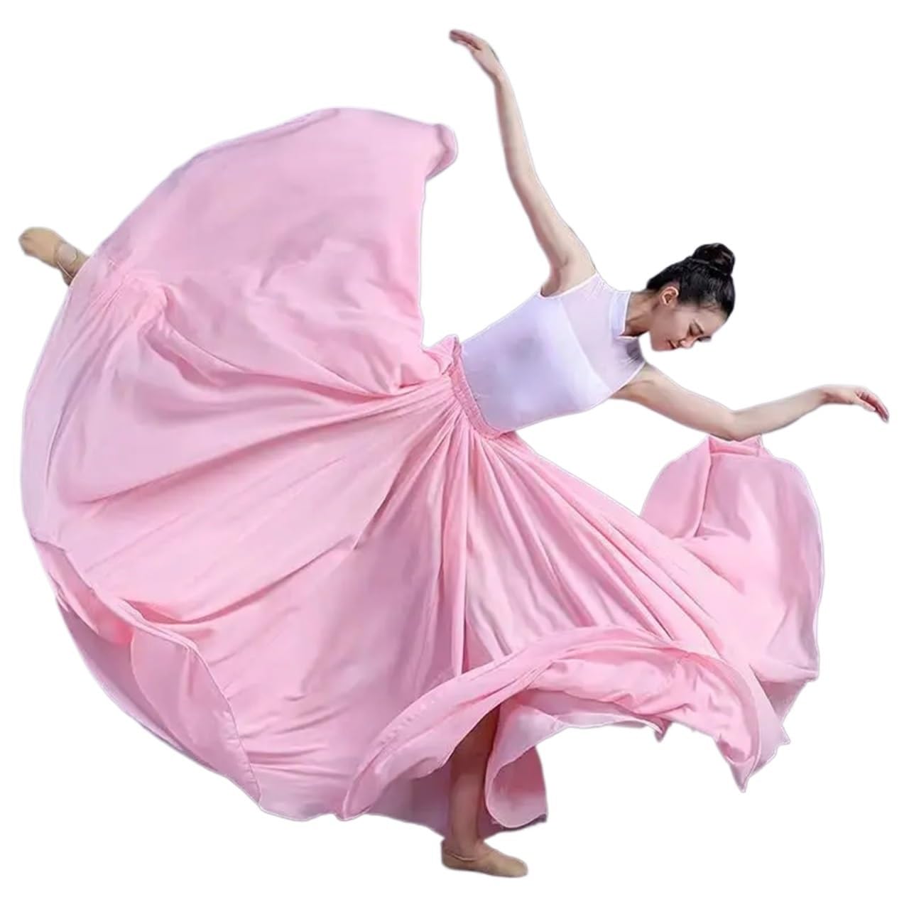 Falda Ballet Mujer Falda De Gasa De 360/540/720 Grados For Ballet, Danza del Vientre, Faldas Largas For Mujer, Ropa De Práctica De Bailarina, Falda De Baile Surtida(Green1,540 Degrees 90cm)