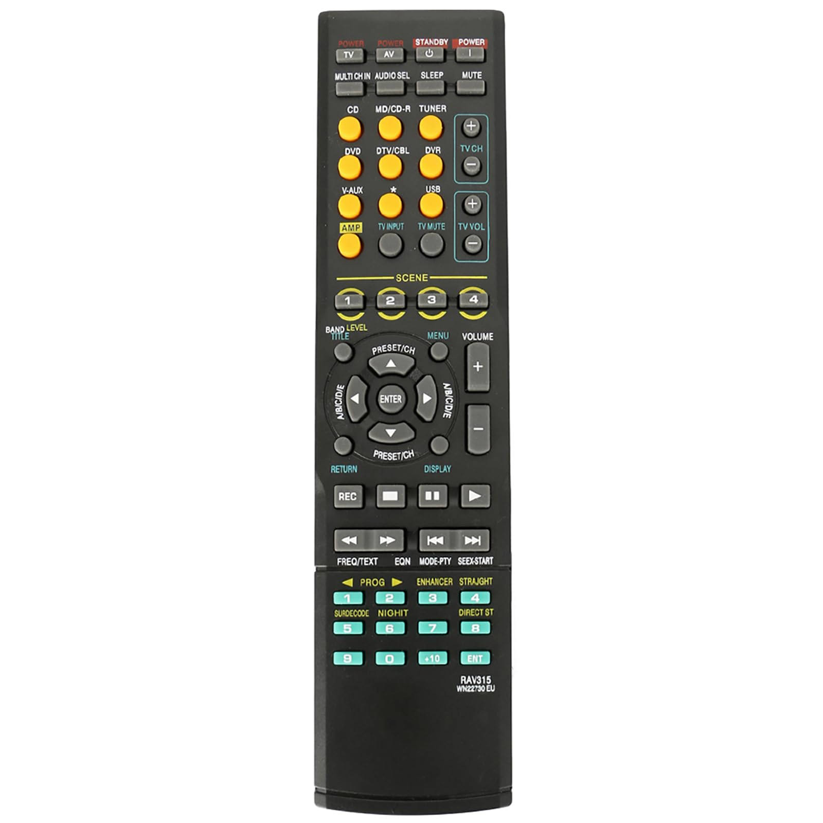 RAV315 WN22730EU Replacement Remote fit for Yamaha AV Receiver RAV311 HTR-6040 HTR-6050 RX-V461 RX-V561 RX-V3800 RX-V650 RX-V459 RX-V663 RX-V757 RX-V640 RX-V363 YHT-390 YHT-590 HTR-5150