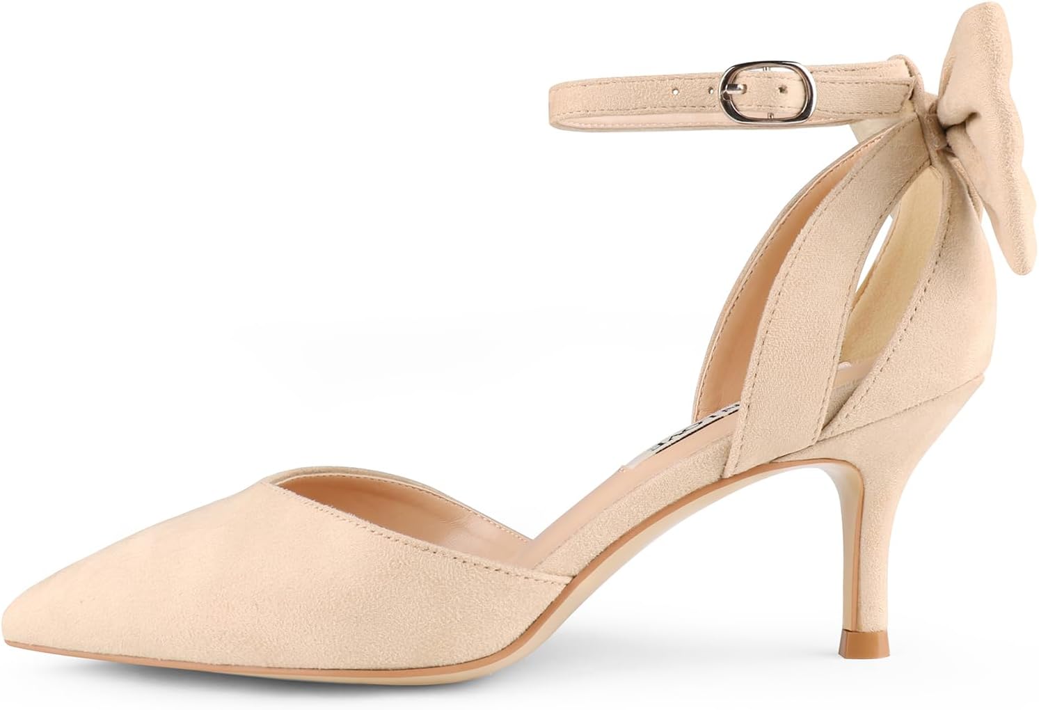 JOY IN LOVE Women's Pumps Kitten Bow Heels Closed Pointed Toe Sandals Ankle Strap Dress Shoes - Image 4