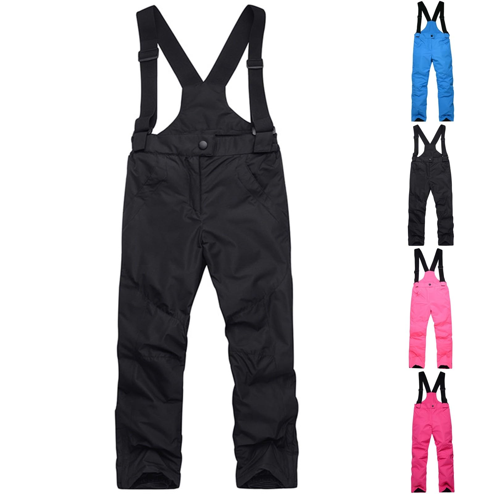 Pantalon de neige pour garçons et filles avec sangle réglable et fermeture éclair - Combinaison de ski isolée - Imperméable - Pantalon de pluie avec poches - Coupe large - Pantalon de neige tendance