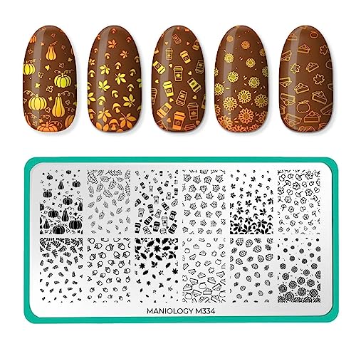 Maniology Season Gradients ネイルスタンププレート | グラデーション秋をテーマにしたマニキュア、秋のDIYパターン - 再利用可能、長方形、ステンレススチールネイルアートテンプレートの商品画像（Amazon）