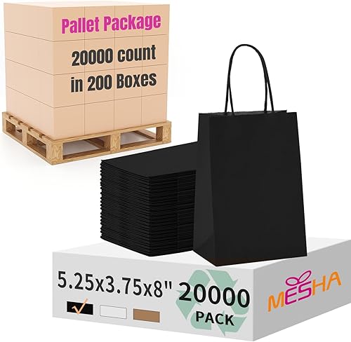Miniatura 227 de MESHA Bolsas de papel grandes de 10 x 5 x 13 pulgadas, bolsas de papel kraft para compras con asas, paquete de 50 bolsas de regalo grandes, bolsas